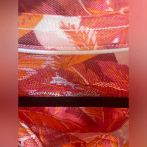 Tommy Bahama Jungle Bay IslandZone Polo Shirt Mens XL Havana Palms Orange Red - Picture 4 of 5